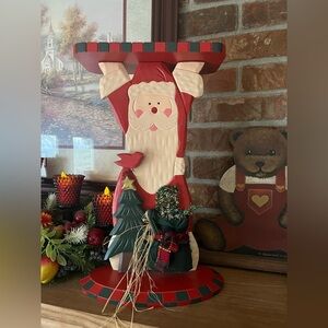 Rare Vintage 1987 Large Santa Clause Solid Wood Christmas Shelf Collectible